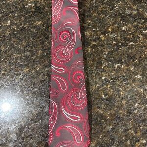 Alexander Julian Red and Brown Paisley Silk Tie
